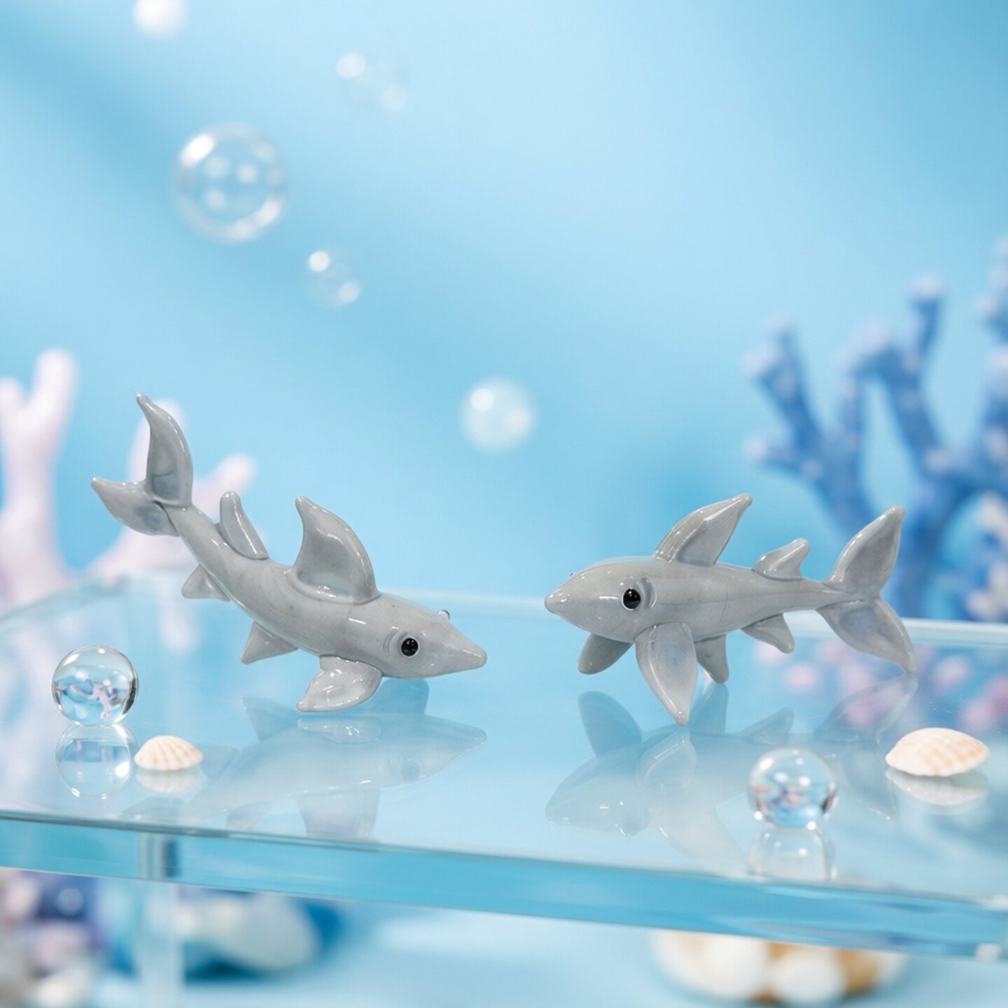 수제 미니 유리 상어 피규어 귀여운 작은 해양 동물 조 - Marine Aquarium Home 리뷰 및 가격