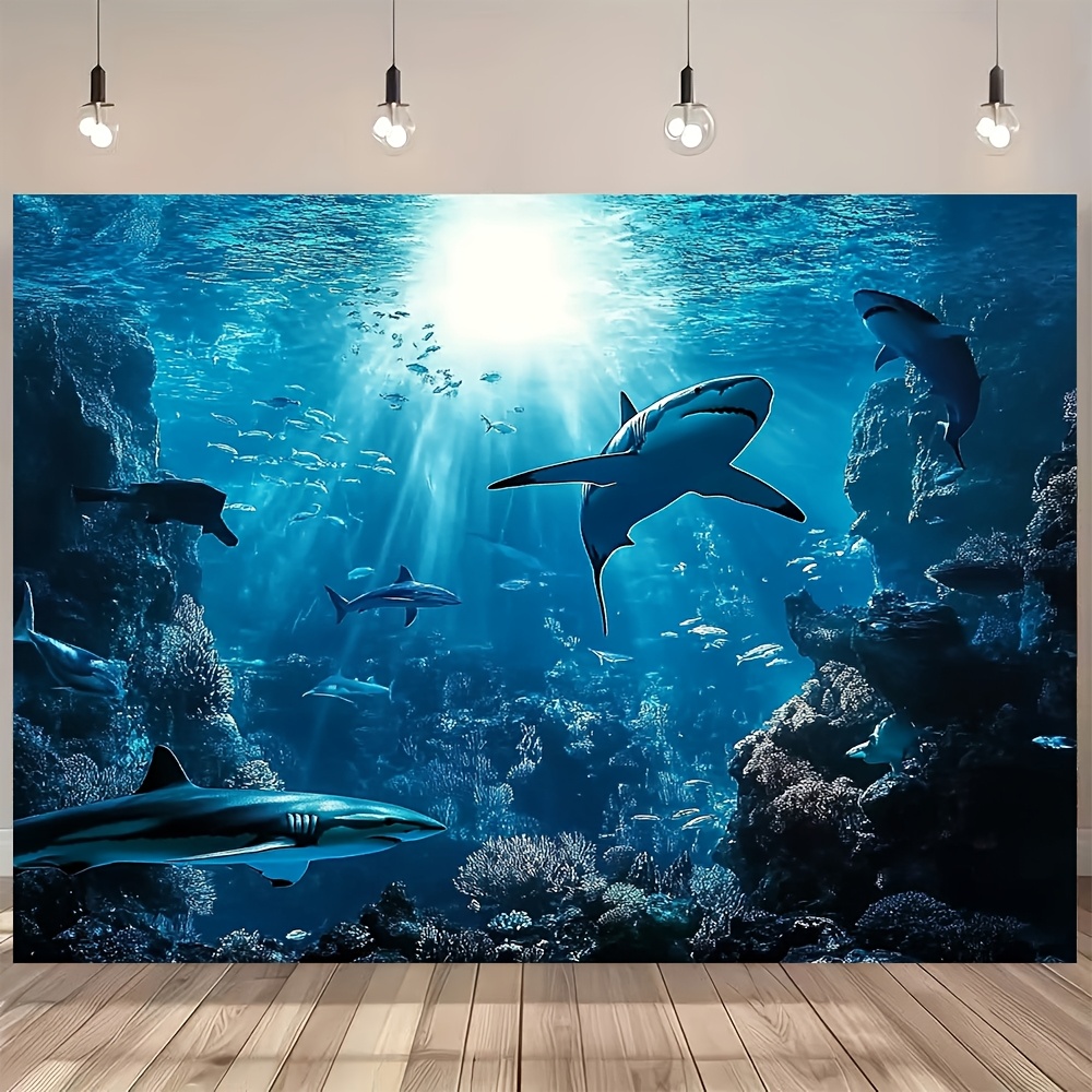 웅장한 심해 상어 벽걸이 태피스트리, 푸른 바다 해양생 - Marine Aquarium Home 리뷰 및 가격