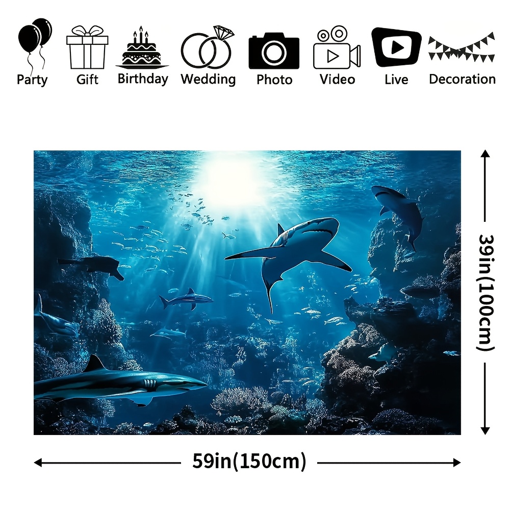 웅장한 심해 상어 벽걸이 태피스트리, 푸른 바다 해양생 - Marine Aquarium Home 리뷰 및 가격