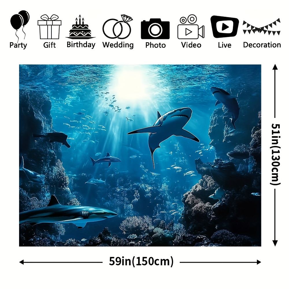 웅장한 심해 상어 벽걸이 태피스트리, 푸른 바다 해양생 - Marine Aquarium Home 리뷰 및 가격