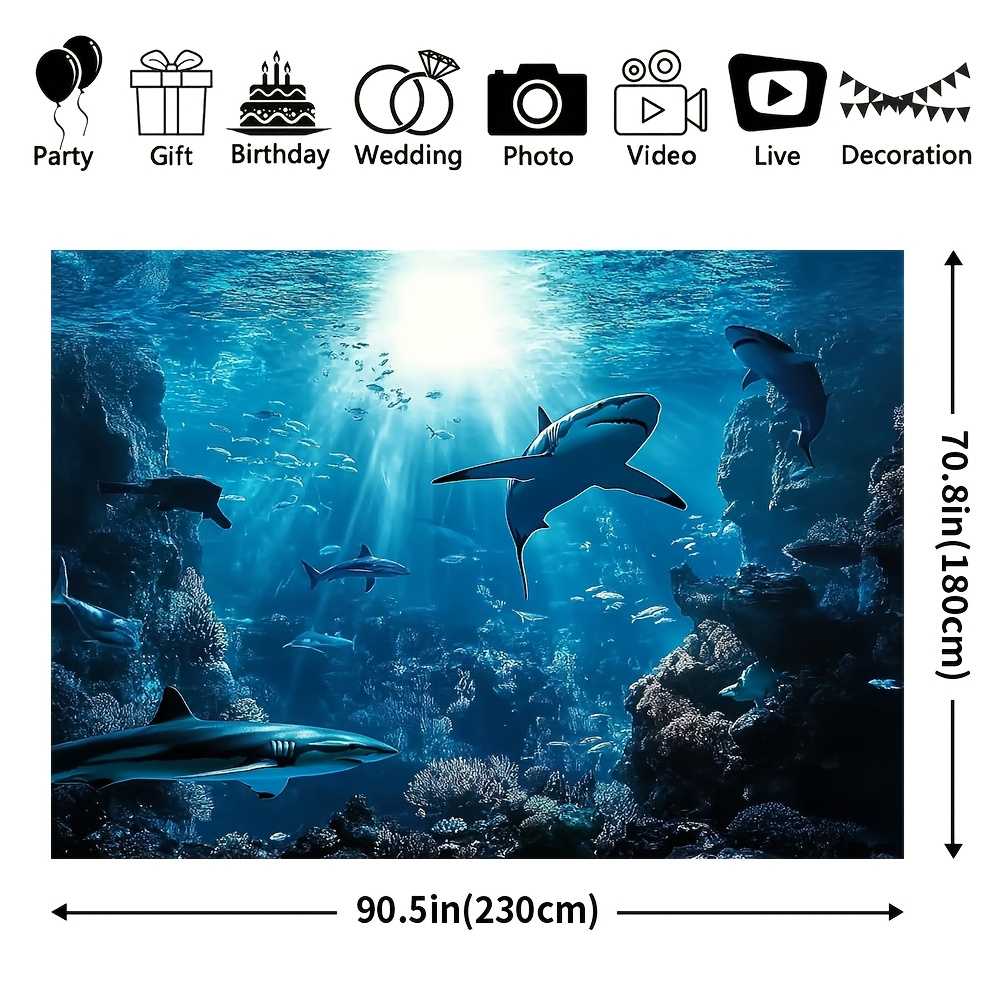 웅장한 심해 상어 벽걸이 태피스트리, 푸른 바다 해양생 - Marine Aquarium Home 리뷰 및 가격